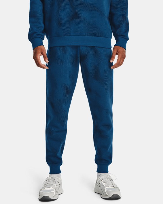 Men's UA Rival Fleece Printed Joggers in Blue image number 0